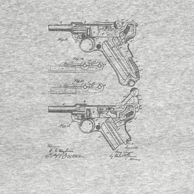 Gun Design Vintage Patent Hand Drawing by TheYoungDesigns